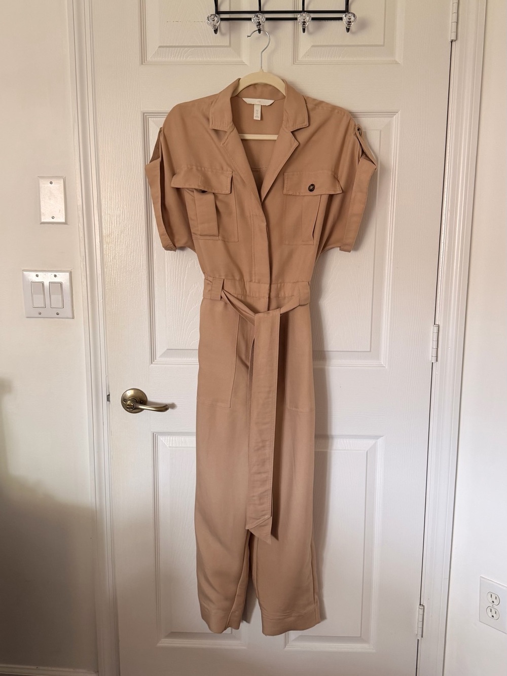 H&M Tan Utility Jumpsuit with Tie Waist